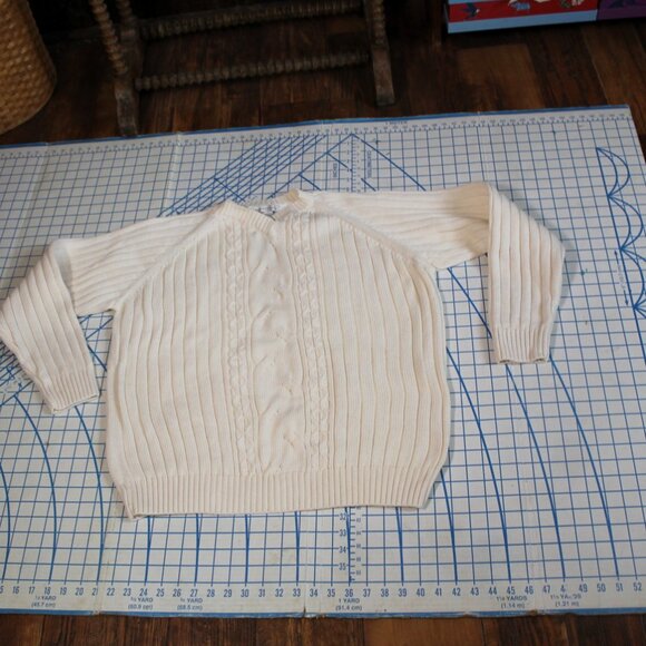 Geoffrey Beene Cotton Cable Knit Sweater, Large - Picture 2 of 6